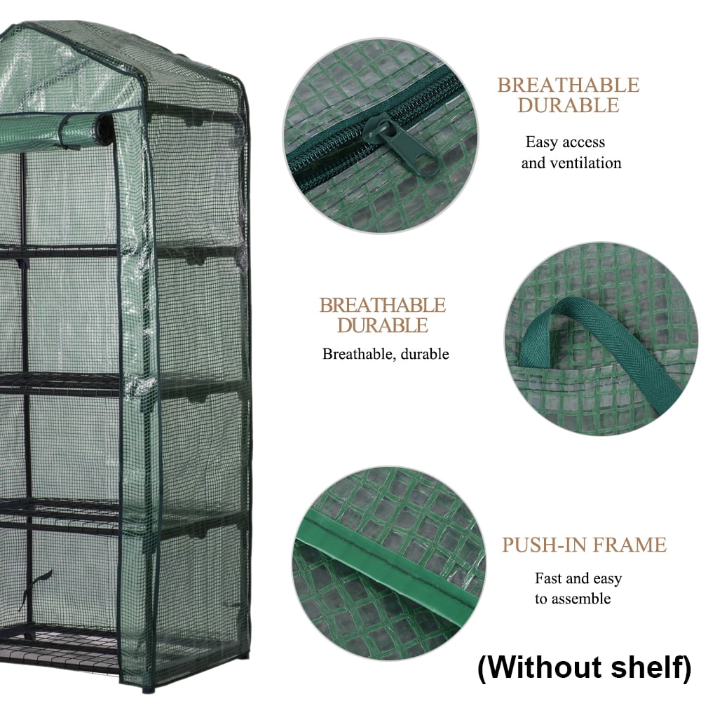Adifare 4 Tier Greenhouse Cover Garden Walk-in Greenhouse Replacement Plant Covers 70 X 50 X 160 Cm/27.55 * 19.68 * 62.99 In (Not Include Iron Shelf)