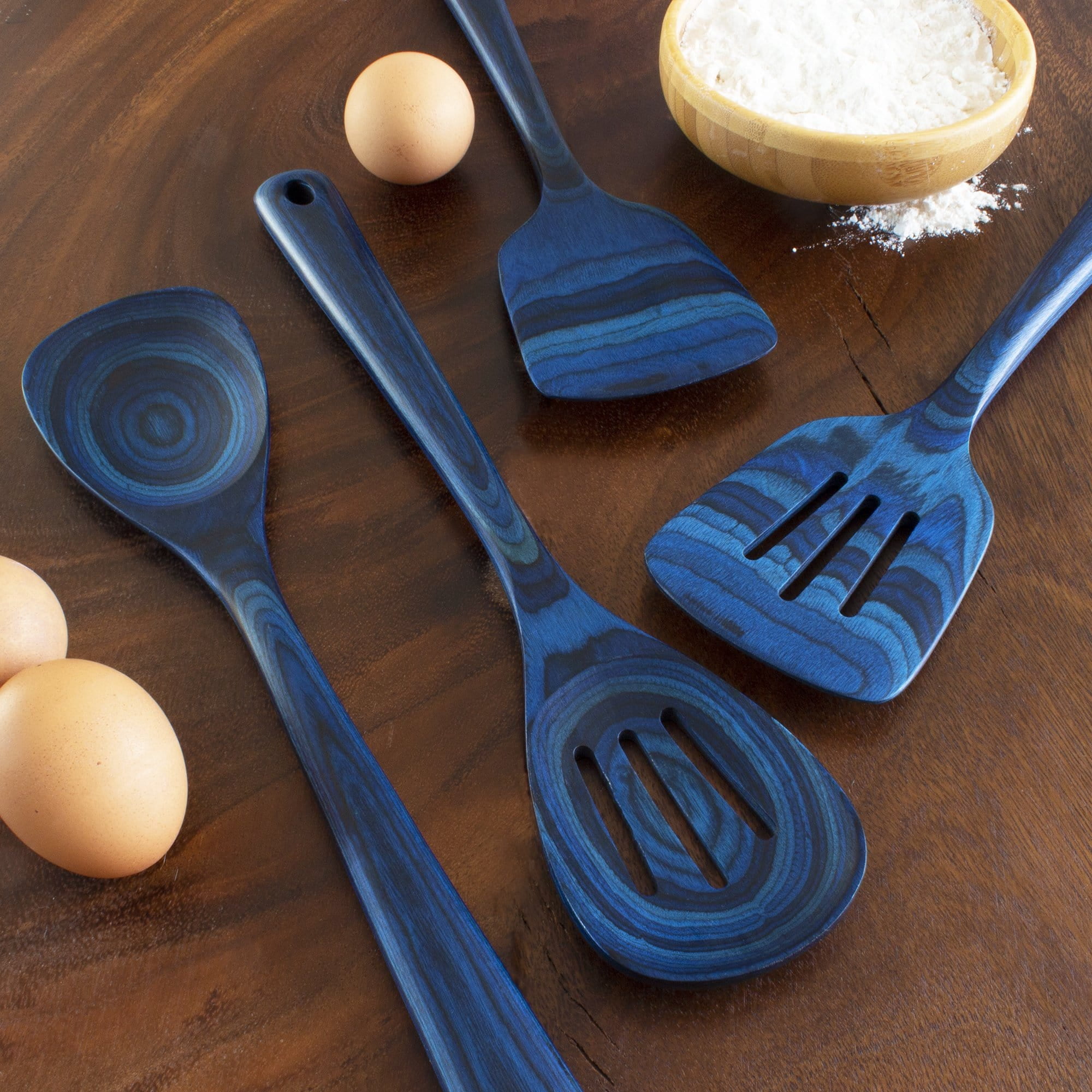 Baltique Malta Collection 4 Piece Wooden Cooking Utensil Set, Safe for Nonstick