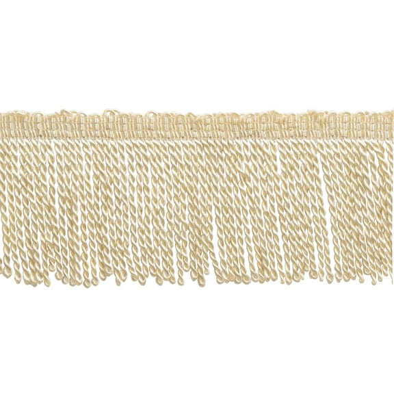 3" (7.5cm) Basic Trim Collection Thin Bullion Fringe Trim with Decorative Knitted Gimp Header # BFT3,, Cream Ivory #A2 (Ivory / Cream) Sold By The Yard (36"/3 ft/0.9m)