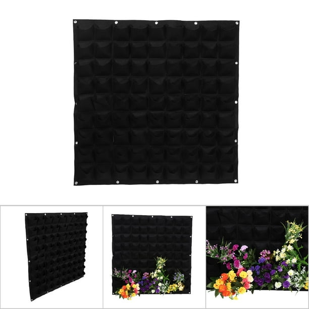Bolsas Verticales De Fieltro ANGGREK Para Cultivo De Plantas De Jardín 81 Bolsillos Verde Y Negro