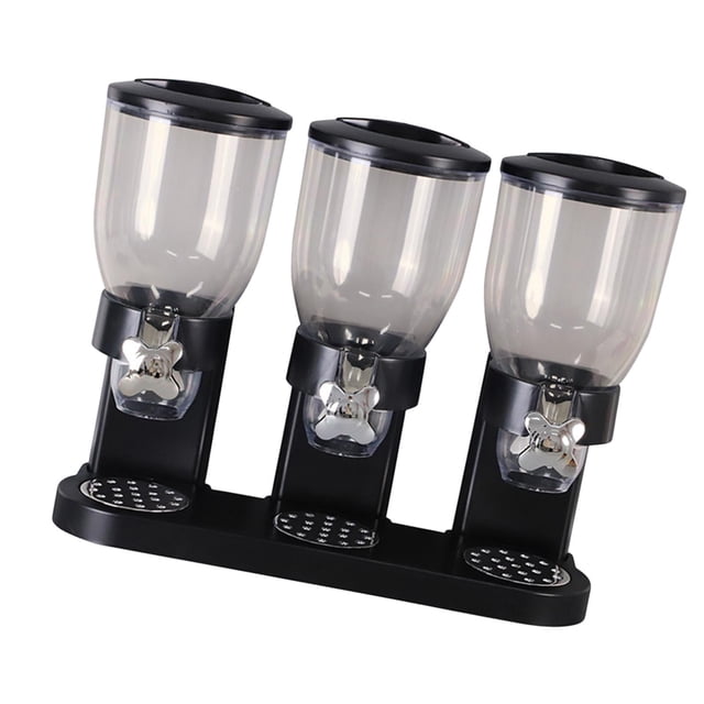 Organizador de latas para almacenar alimentos, recipiente para avena, harina, cereales de cocina, arroz, nueces y azúcar. Tres taza de negro