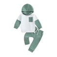 thumbnail image 2 of 0-3Y Toddler Baby Boys Clothes Sets 6M 12M 18M 24M 3Y 2pcs Long Sleeve Contrast Color Hoodie Tops Drawstring Pants Sets, 2 of 10