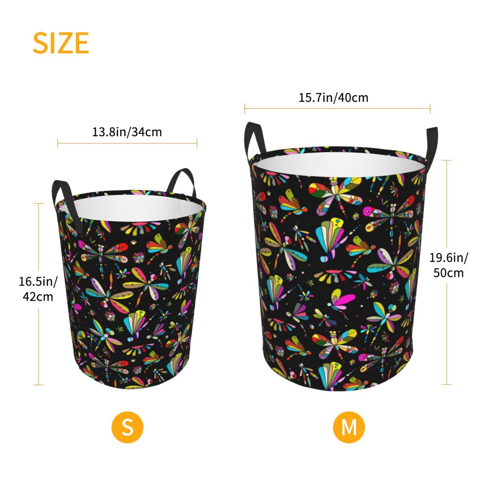 Large Laundry Basket with Handles - Dragonfly Print No.9018 Kids Baby Dirty Clothes Laundry Hamper for Bedroom Aesthetic
