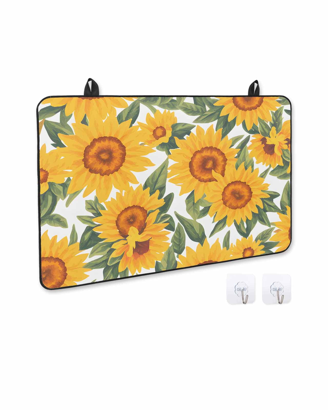 nqOlkjepod Large Induction Cooktop Protector Mat 24"x21", Yellow Sunflowers Stove Top Covers for Electric Stove, Funny Summer Botanical Flowers Leaves Stove Burner Cover Mats, Glass Top Stove Cover