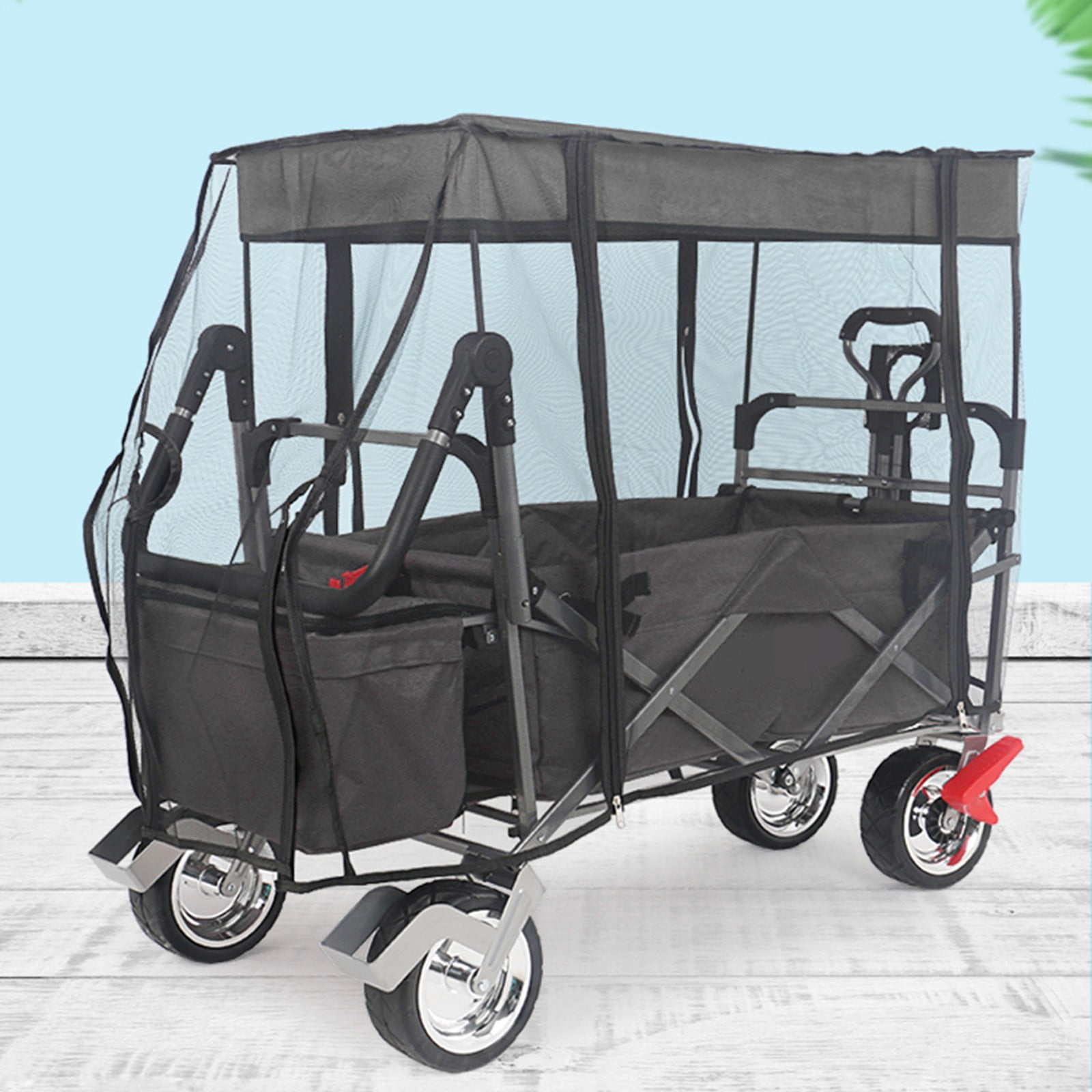 88X48X50Cm Net Cover No Wagon Canopy Poles Polyester Bug Mesh Nets Cover For Collapsible Beach Folding Wagon Camper Accessories Fangkenuo