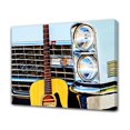 thumbnail image 1 of Póster de lienzo con faros de guitarra de coche antiguo, decoración de dormitorio, paisaje deportivo, decoración de oficina, regalo, estilo marco, 16 x 24 pulgadas (40 x 60 cm), 1 of 8