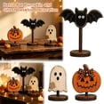 thumbnail image 2 of Gardjoe Vintage Wooden Halloween Bat Pumpkin and Ghost Tabletop Decor Set with Distressed Finish for Rustic Shelf Mantel and Centerpiece Display, 2 of 8