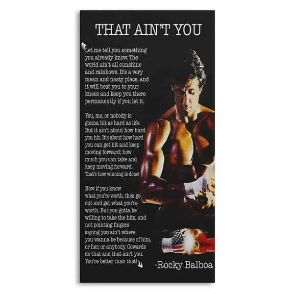 Wall Poster for Bedroom Decor Art Print - Rocky Motivational Poster Inspirational Quotes Poster (Size: 8'x16')