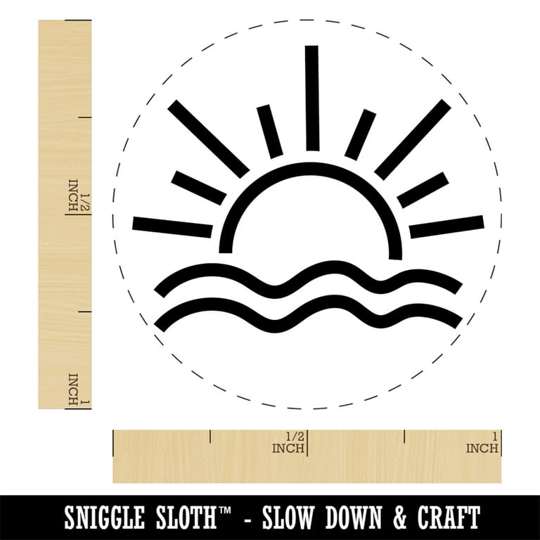 Sun & Waves Rubber Stamp - 1 Inch Sunrise Sunset Design For Journals, Planners, Cards