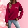 thumbnail image 2 of Women Valentine's Day Sweatshirts Fashion Love Heart Graphic Long Sleeved Round Neck Blouse Fall Winter Comfy Loose Pullover Tops, 2 of 4
