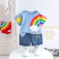 thumbnail image 2 of Mercatoo Toddler Kids Baby Boy 𝐂artoon Rainbow Print T-Shirt Jeans Denim Shorts Outfits Baby Boy 𝐆ift Basket, 2 of 5