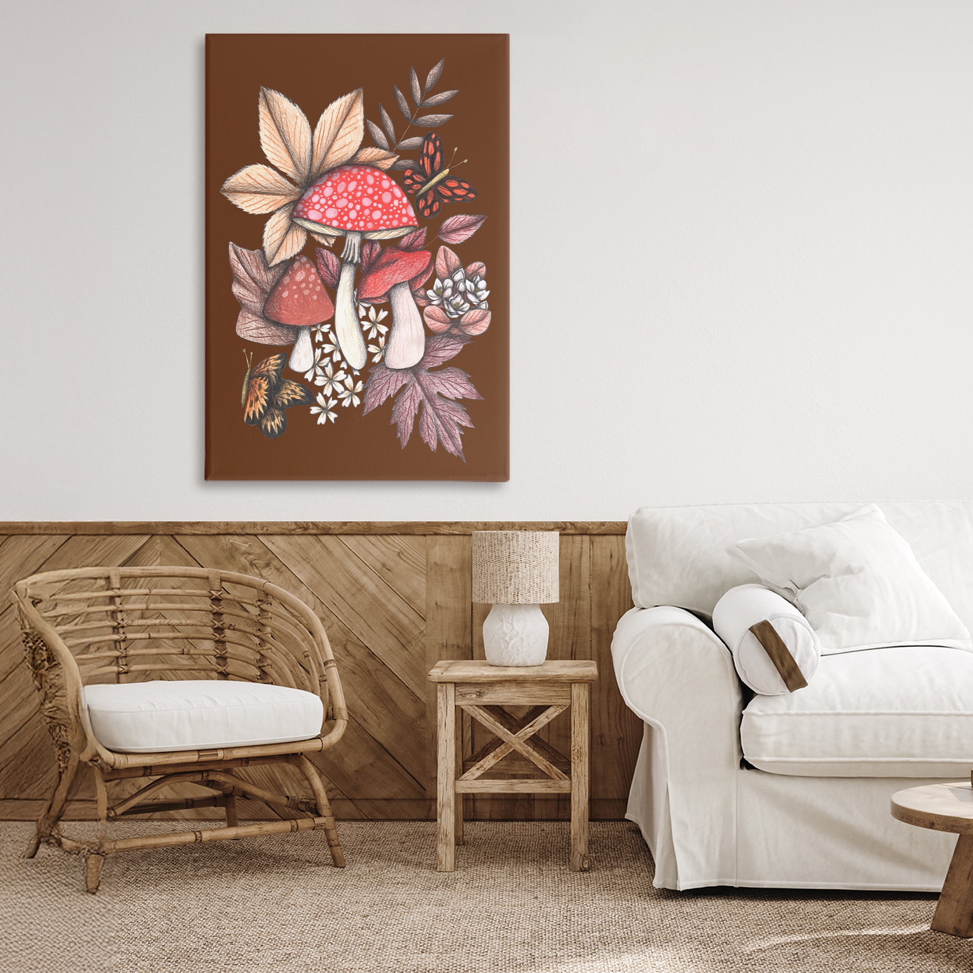 Autumnal Mushrooms Magic Canvas Wall Art, design by Cecilia Battaini