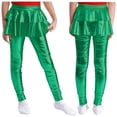 thumbnail image 1 of TiaoBug Filles Enfants Leggings-Jupe Brillants Métallisés à Volants Jupes-Pantalons Jazz Hip-Hop Danse Culottes Performance Tenue de Danse Vert 12, 1 of 7