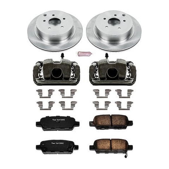PowerStop Rear Stock Replacement Brake Pad and Rotor Kit with Calipers Fits: NISSAN Select Models KCOE2427