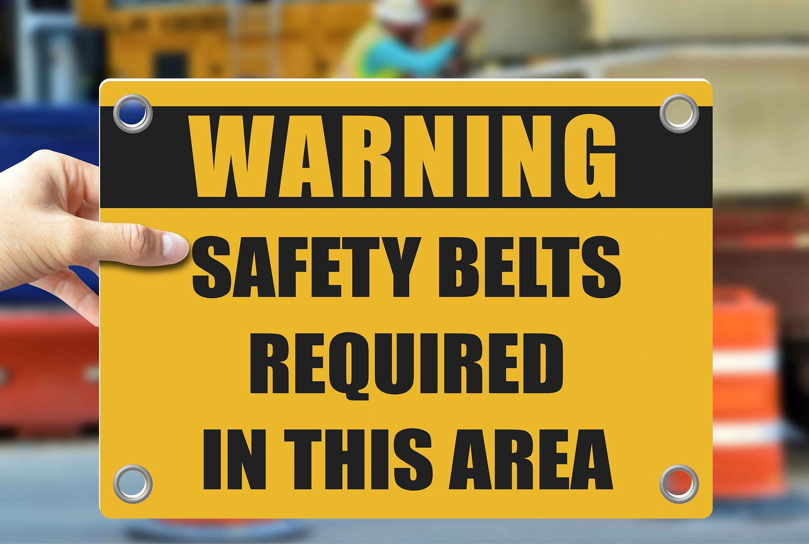 SAFETY BELTS REQUIRED IN THIS AREA Warning Notice Caution Danger 3mm