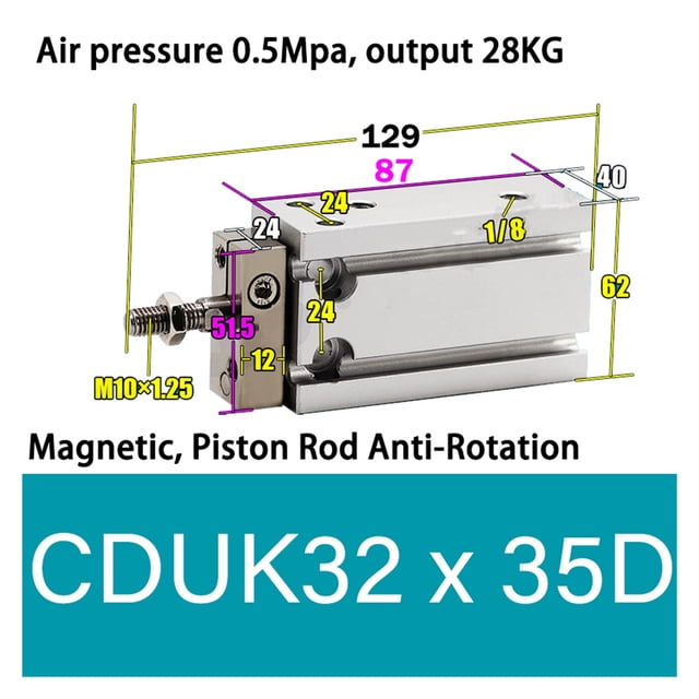 Anti-rotation Mini Free Mount Pneumatic Cylinder Bore 32mm Built-In Magne Double Acting Micro Single Rod Cylinder ,Double Acting