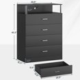 thumbnail image 3 of CalmOasis 4 Drawer Dresser Chest, Modern Chest Organizer with 4 Drawers for Bedroom, LED Lights, Black Finish, 3 of 7