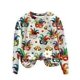 thumbnail image 5 of Gamivast Carnival Theme Shirts for Women Funny Mask Graphic Long Sleeve Drop Shoulder Sweatshirts Trendy Round Neck Party T-Shirt Mardi Gras Day Outfits, 5 of 6
