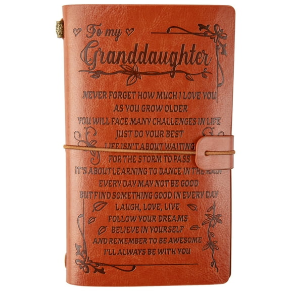 Funnil Granddaughter Leather Journals, Graduation Notebook Gift Ideas 140 Pages 7.8x4.7inch