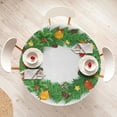 thumbnail image 3 of Ambesonne Christmas Fitted Round Tablecloth, Evergreen Wreath Art, 56"- 60" Diameter, Green White, 3 of 4