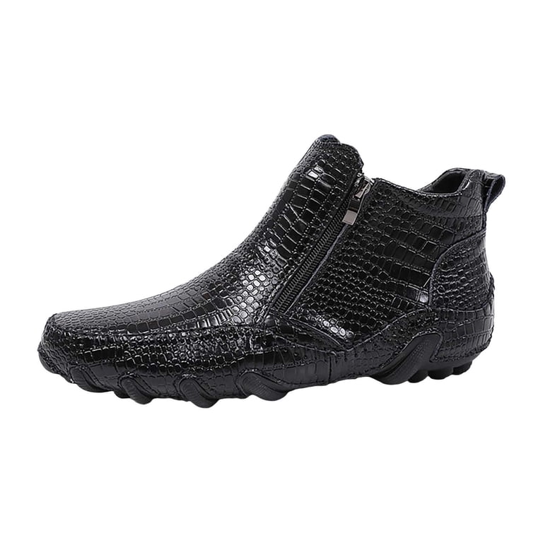 AUDeals Mens Ankle Boot Leather Print Loafers Crocodile 