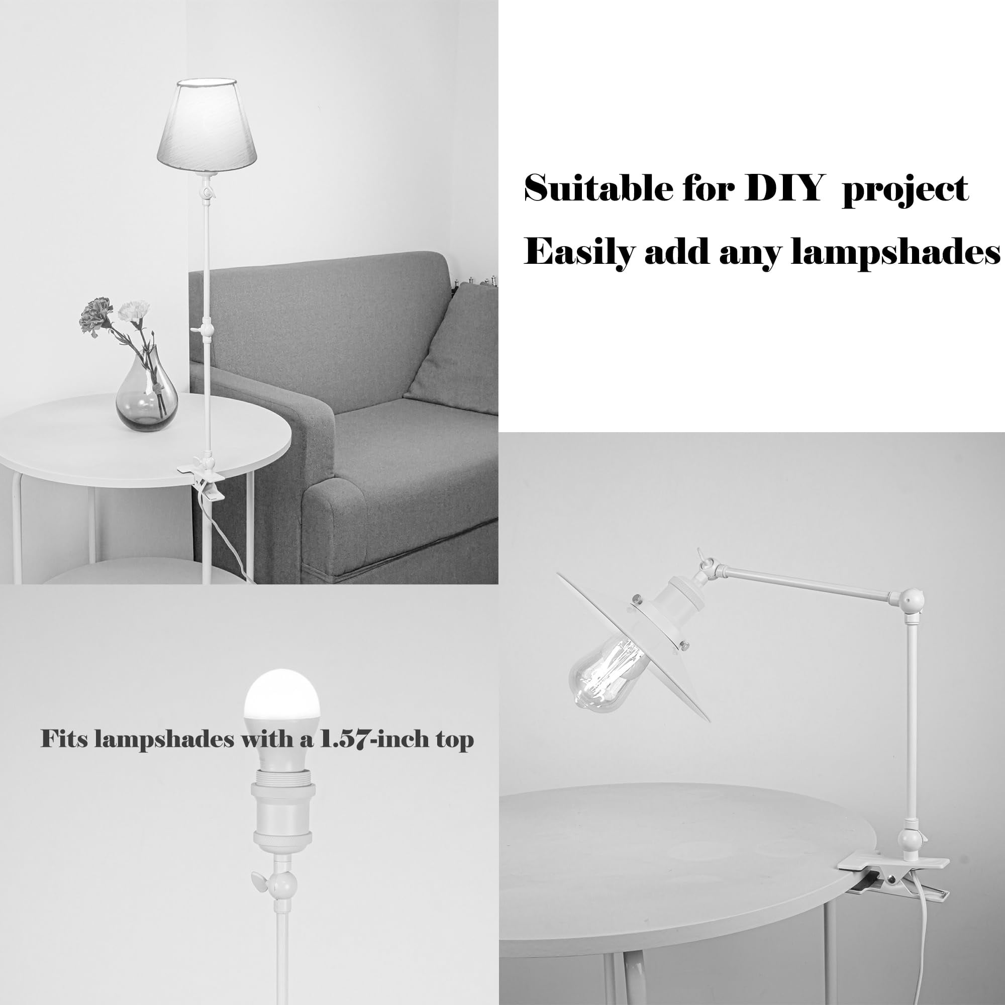 Kiven Industrial Clip-on Desk Lamp, 1-Light Iron Nightstand Lamp with Flexible Arm, 8.2FT Plug in Cord, Decorative Clamp Lamp for Office Home Bookshelf Bedside E26 Sokcet,Bronze