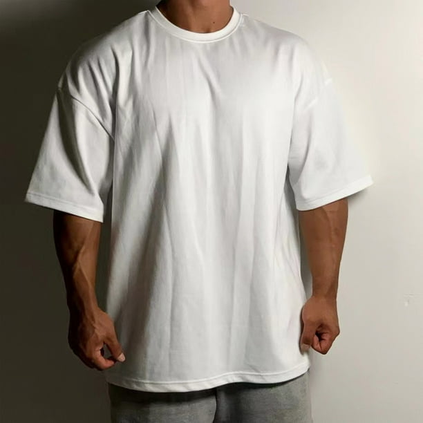 pstuiky camisetas para hombre, Camiseta/camiseta deportiva de verano para hombre, informal, de moda, de talla grande, holgada, de manga corta y cuello redondo ropa de hombre l