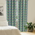 thumbnail image 2 of Ambesonne Tropical Curtains, Vintage Monstera Leaves, Pair of 28"x95", Pale Purple Lime Green, 2 of 5