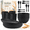 Black, variant on Homienly Unbreakable Dinnerware Set, 38-Piece Wheat Straw Dinnerware Set for 8, Plastic Plates Bowls & Cups, Reusable Stackable Microwave Safe Tableware, Dishware Set, Multicolor