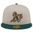 thumbnail image 2 of Men's New Era Natural/Hunter Green Oakland Athletics  Lifestyle Tree Bark Fill 59FIFTY Fitted Hat, 2 of 6