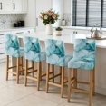 thumbnail image 3 of Turquoise Marble Bar Stool Cover Set of 6, Abstract Modern Art Marble Crack Stretch Bar Chair Cover, Removable Washable Pub Counter Stool Chair Slipcover for Kitchen Dining Room Pub Cafe, 3 of 9