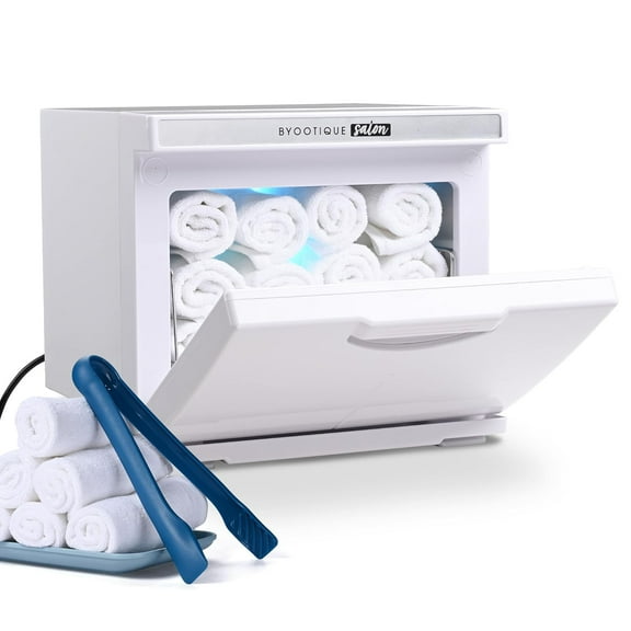 BYOOTIQUE 8L Towel Warmer Heating Machine, 2in1 Professional Mini Hot Cabinet for Facial Spa, Hair Nail Tech, Barber Shop, Estheticians, Beauty Salon (White)