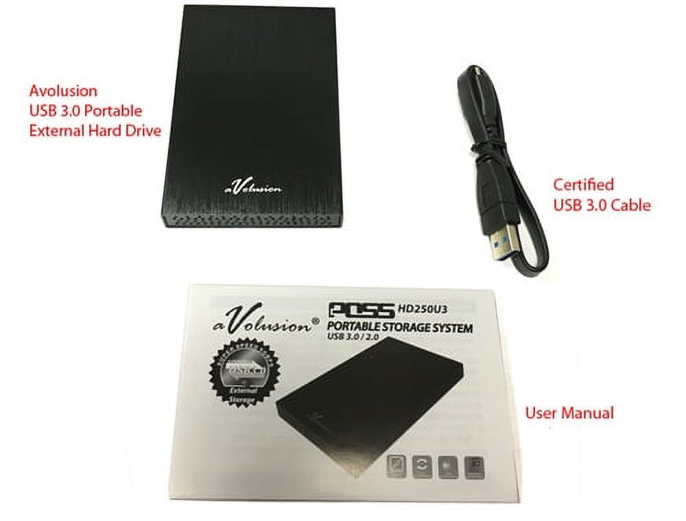 Avolusion HD250U3 1TB UltraSlim SuperSpeed USB 3.0 Portable External Hard Drive (MacOS Pre-Formatted) (Black) - 2 Year Warranty