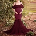 thumbnail image 2 of TANYSU Women Pregnants Maternity Photography Props Short Sleeve Solid Color Dress For Mother-to-be, 2 of 9