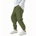 thumbnail image 3 of ZVAVZ Boys Cotton Linen Pants with Pockets Elastic Waist Drawstring Sweat Jogger Lounge Tapered Leg Harem Pants Trousers Army Green,4 Years, 3 of 7