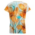 thumbnail image 6 of Abstract Blue Orange Flowers Women's Blouse Short Sleeve Women's Top T-Shirt Spring Summer Clothes, 6 of 7