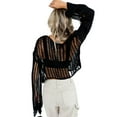 thumbnail image 6 of Liacowi Women Crochet Tops Long Bell Sleeve Cover Ups Hollow Out Knit Loose T-Shirts, 6 of 8