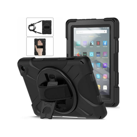 Amazon All-New Kindle Fire 7 Tablet (12th Generation, 2022 Release) Case Heavy Duty Shockproof Protective Case for All-New Kindle Fire 7 inch with Stand, Handle Hand Strap & Shoulder Strap