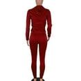 thumbnail image 4 of Women Solid Color Sets Zipper Hood Wear Lounge Wear Suit Sport Set Tops+Pants, 4 of 7