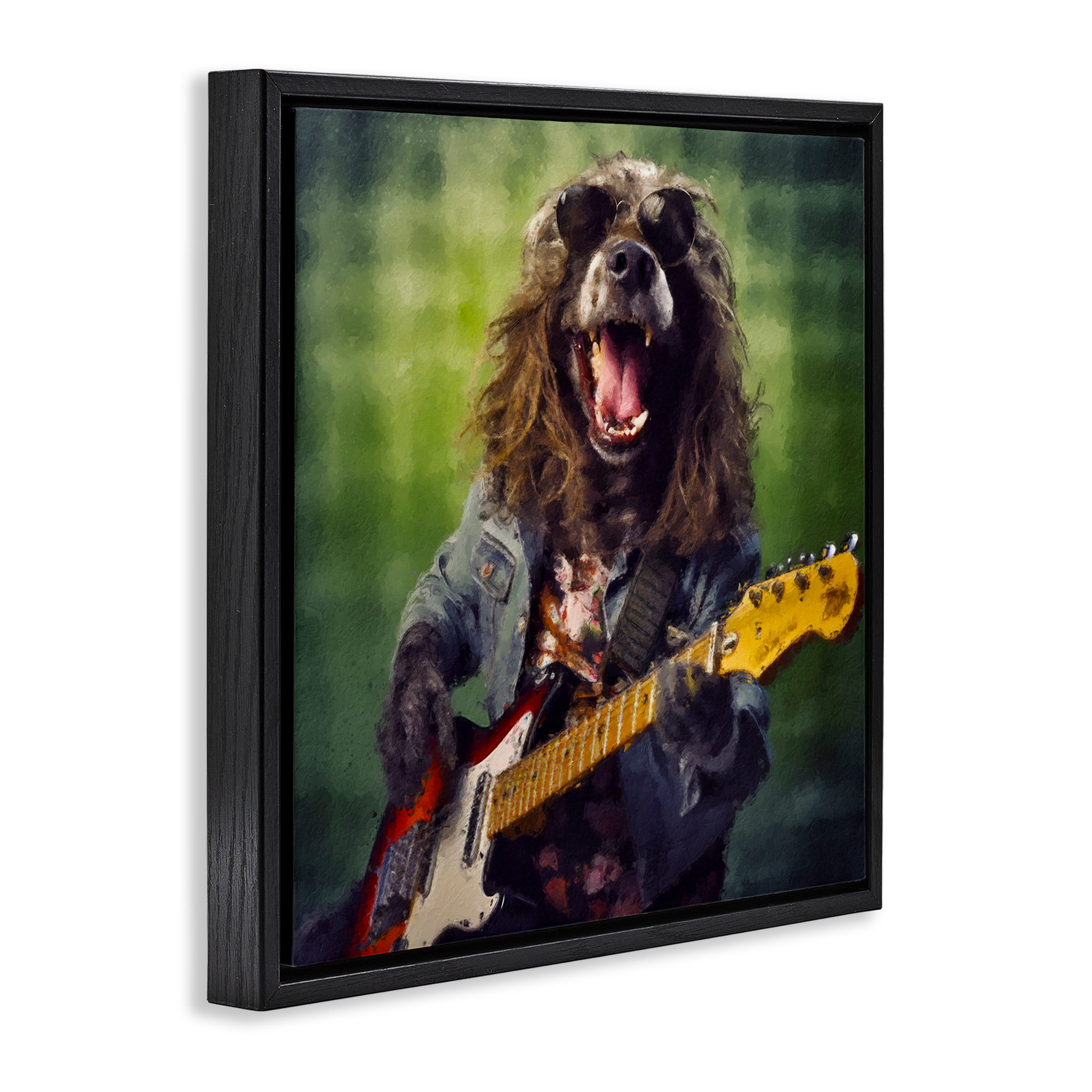 Musician Mutt Halen Black Framed Floater Canvas Wall Art, design by Sean Parnell