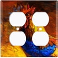 thumbnail image 3 of Metal Light Switch Plate Cover Colorful Rooster Fiery Sunset Portrait Painting PNT012, 3 of 13