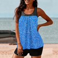 thumbnail image 6 of longantii Tankini Swimsuits for Women Two Piece Bathing Suits Fashion Printed Blouson Tank Tops Tummy Control Modest Swimsuits with High Waist Swim Shorts Tankini Swimwear Blue M, 6 of 7