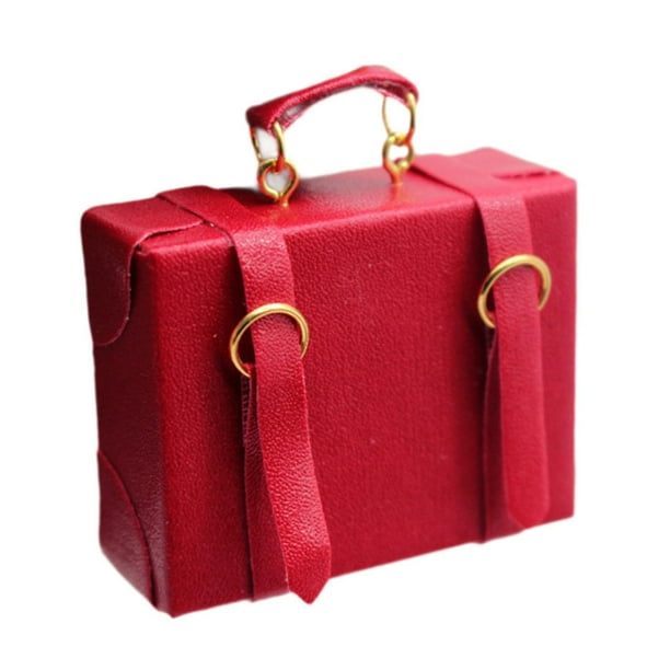 Caja de equipaje para muñecas, accesorios para casa de muñecas, maletín, bolsa, baúl, escala 1/6, 1/12 Rojo