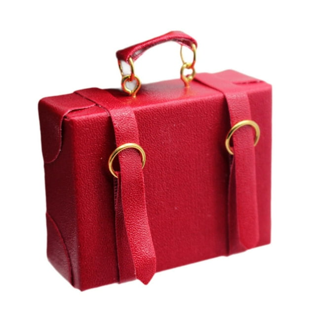 Xuanheng Boîte de Bagage 1/6 1/12 Mini Mallette Modèle pour Jeu d'Imitation Accessoire de Photographie Rouge