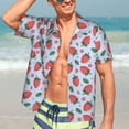 thumbnail image 3 of Wukai Strawberries Men's Hawaiian Shirt Short Sleeve Casual Button Down Summer Beach Aloha Shirt Tropical Print Holiday Party, 3 of 8