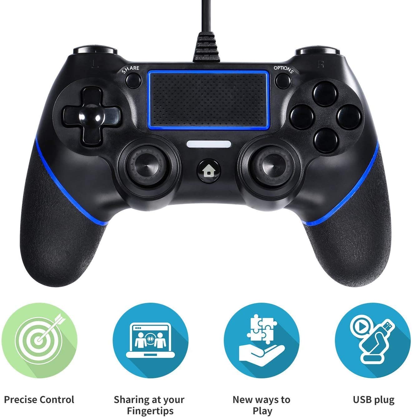Wired Controller for Playstation 4, Professional USB PS4 Wired