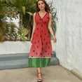 thumbnail image 3 of Watermelon Print Dress Summer Street Style Bohemia Long Dresses Female Sleeveless Printed Maxi Dress, 3 of 9