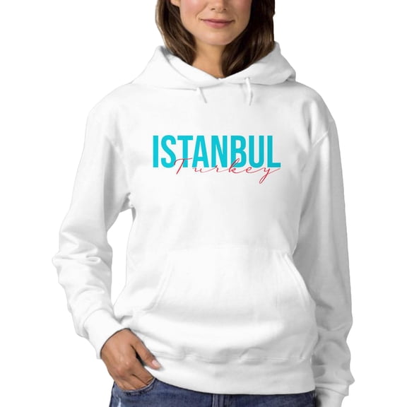 Istanbul Turkey Blue Banner Hoodie Women -Image by Shutterstock, Female 3X-Large