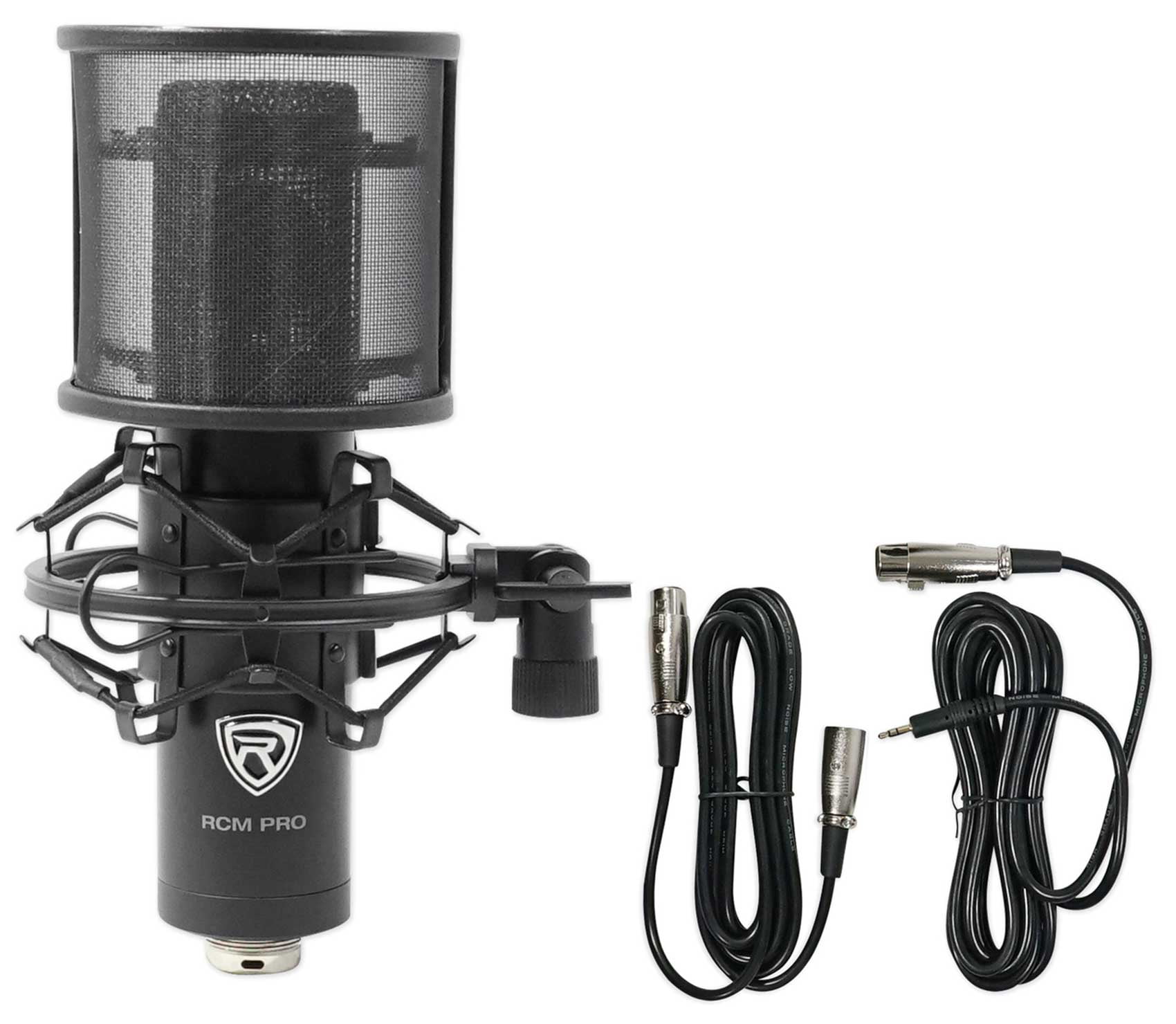 Rockville APM6B Bundle: 6.5" 2-Way 350-Watt Powered USB Studio Monitors, RVSM1 Pair of Monitor Stands, RRS190S Foam Isolation Pads, RCM PRO Studio/Recording Condenser Microphone, 4-items