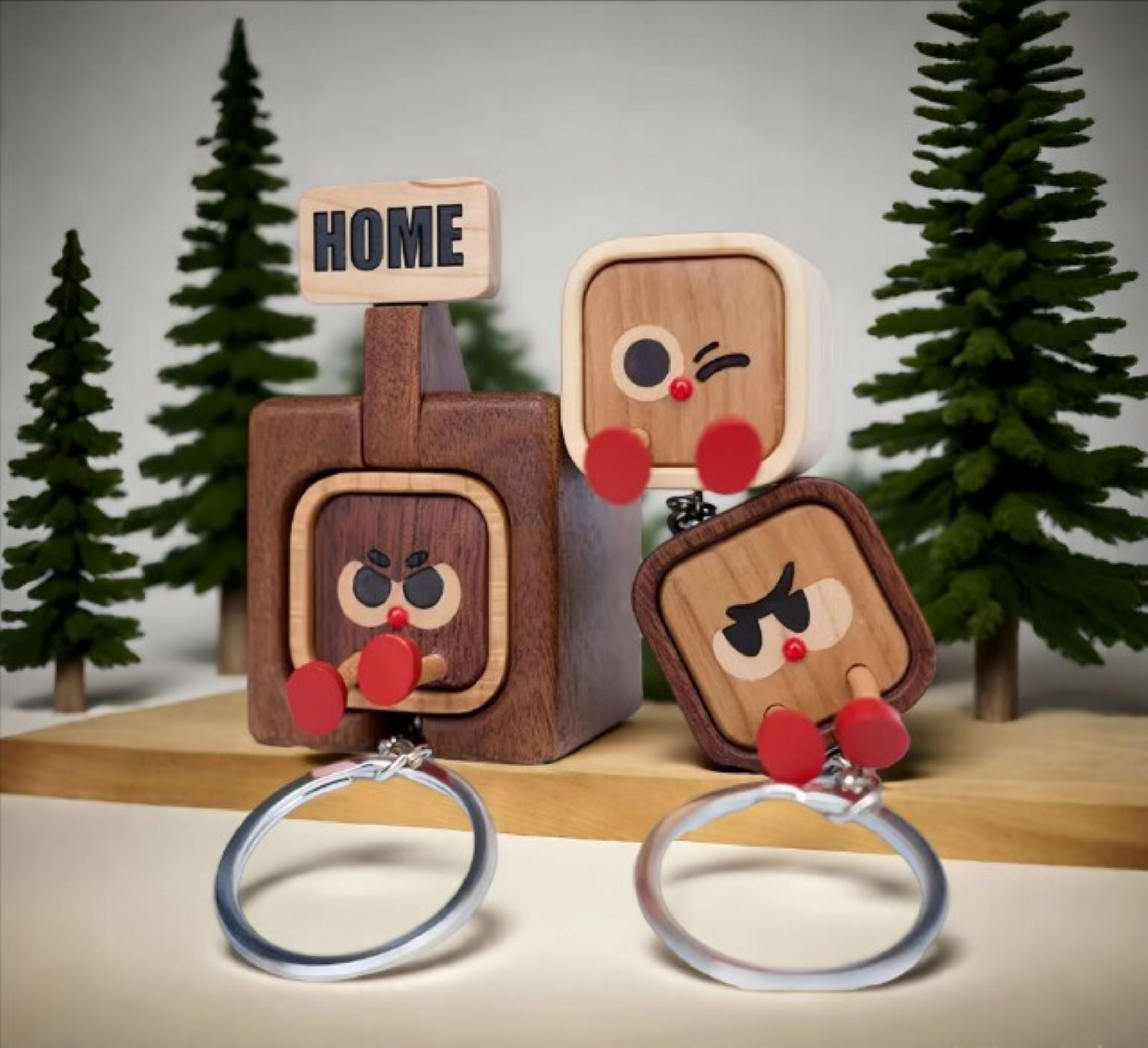 Creative Wooden Key Hook For Wall, Fun "Go Home/Go Out" Slider Solid Wood Wall Mounted Organizer For Corridor Decoration Magnetic Entrance Key Manager.